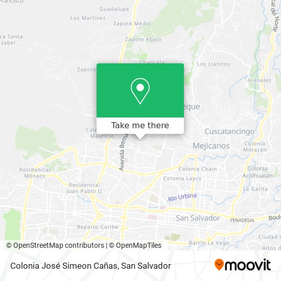 Colonia José Simeon Cañas map