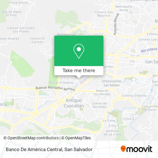 Mapa de Banco De América Central