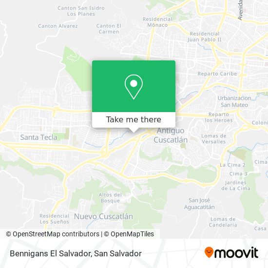 Mapa de Bennigans El Salvador