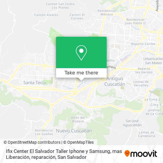 Mapa de Ifix Center El Salvador Taller Iphone y Samsung, mas Liberación, reparación