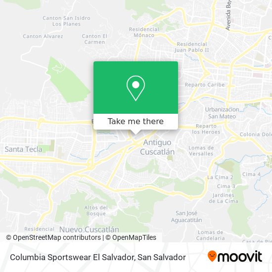 Columbia Sportswear El Salvador map