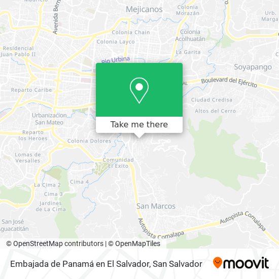 Mapa de Embajada de Panamá en El Salvador