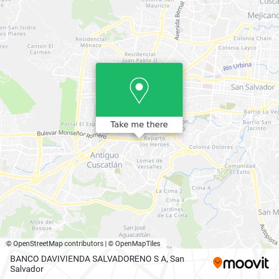 Mapa de BANCO DAVIVIENDA SALVADORENO S A