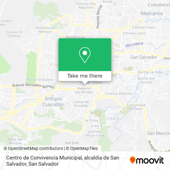 Mapa de Centro de Convivencia Municipal, alcaldia de San Salvador