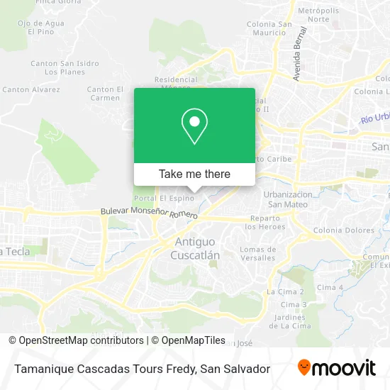 Mapa de Tamanique Cascadas Tours Fredy