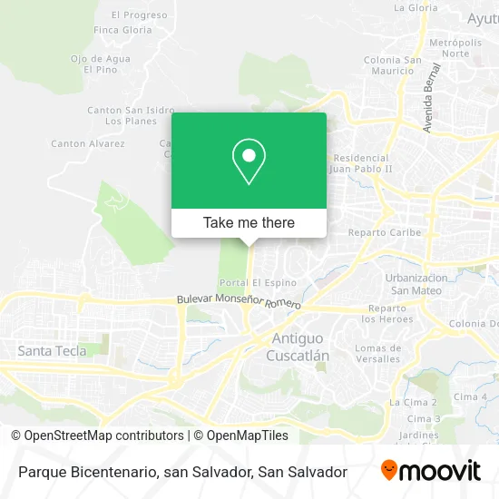 Mapa de Parque Bicentenario, san Salvador