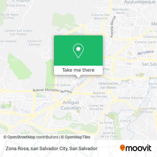 Mapa de Zona Rosa, san Salvador City