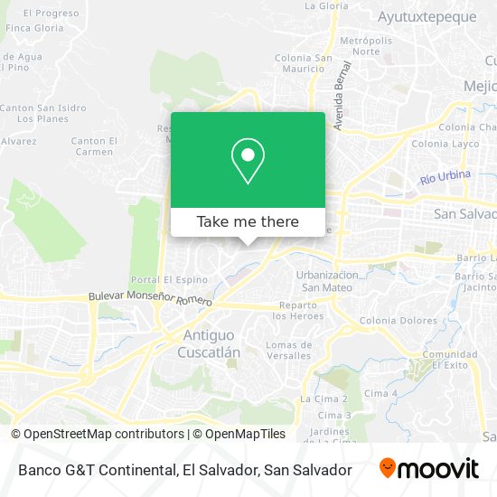 Banco G&T Continental, El Salvador map