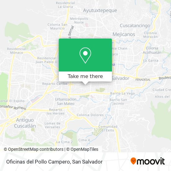 Mapa de Oficinas del Pollo Campero