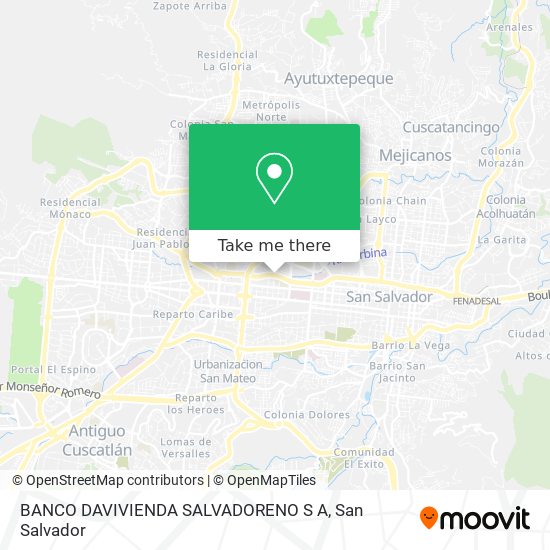BANCO DAVIVIENDA SALVADORENO S A map