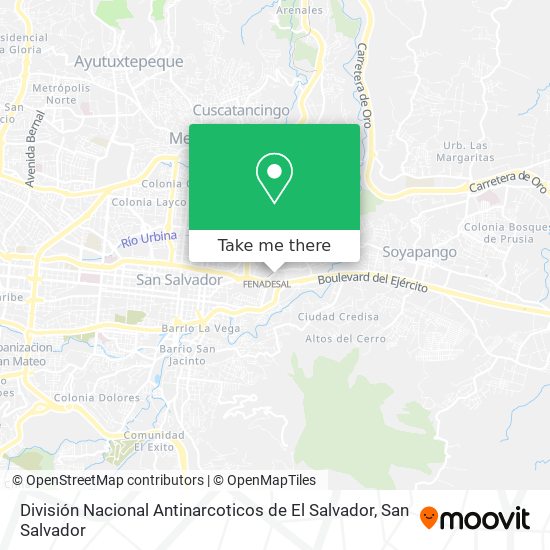 Mapa de División Nacional Antinarcoticos de El Salvador