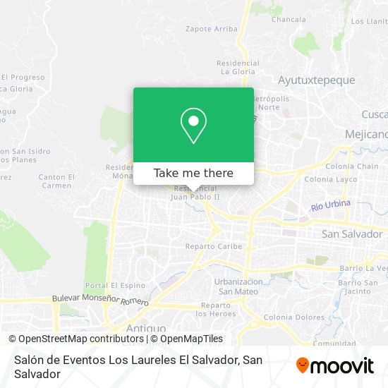 Mapa de Salón de Eventos Los Laureles El Salvador