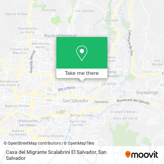 Mapa de Casa del Migrante Scalabrini El Salvador