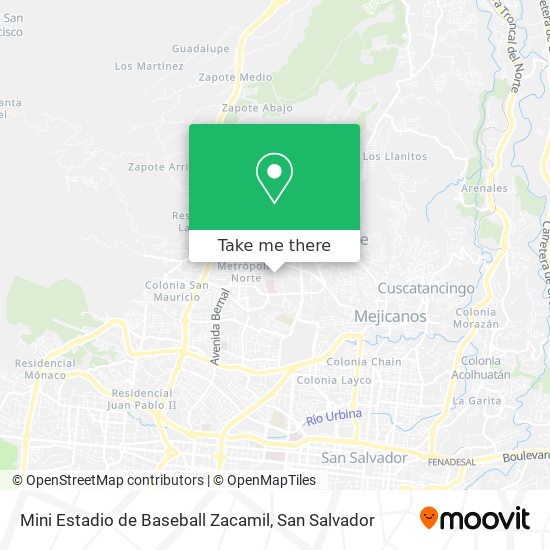 Mapa de Mini Estadio de Baseball Zacamil