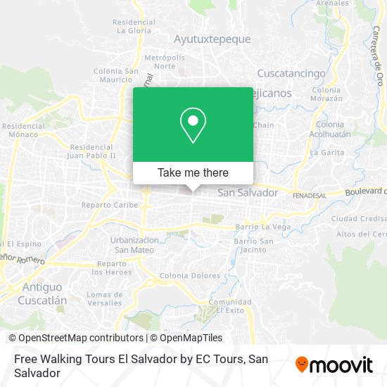 Free Walking Tours El Salvador by EC Tours map