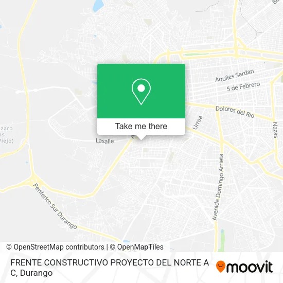 Mapa de FRENTE CONSTRUCTIVO PROYECTO DEL NORTE A C