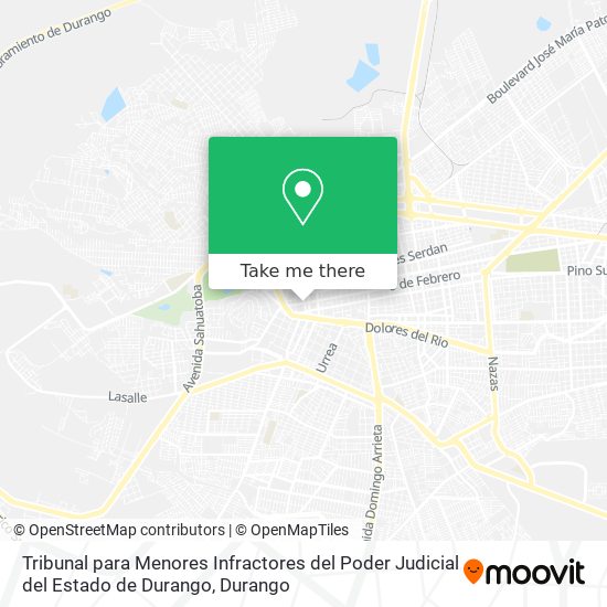 Mapa de Tribunal para Menores Infractores del Poder Judicial del Estado de Durango