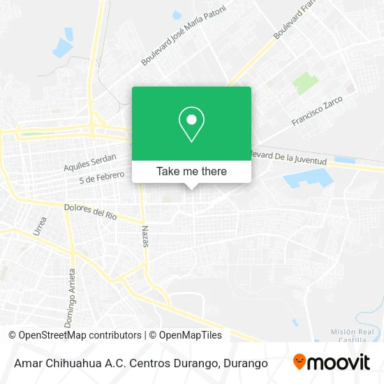 Mapa de Amar Chihuahua A.C. Centros Durango