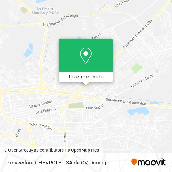 Mapa de Proveedora CHEVROLET SA de CV