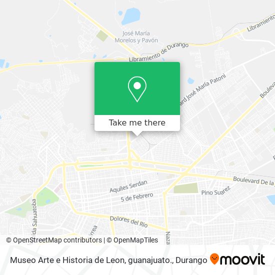 Mapa de Museo Arte e Historia de Leon, guanajuato.