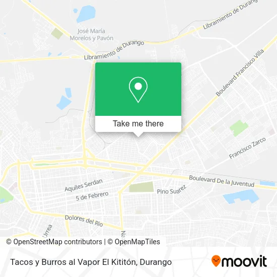 Mapa de Tacos y Burros al Vapor El Kititón
