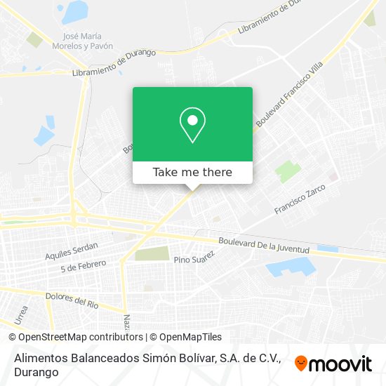Mapa de Alimentos Balanceados Simón Bolívar, S.A. de C.V.