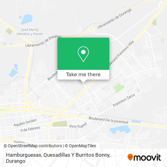 Mapa de Hamburguesas, Quesadillas Y Burritos Bonny