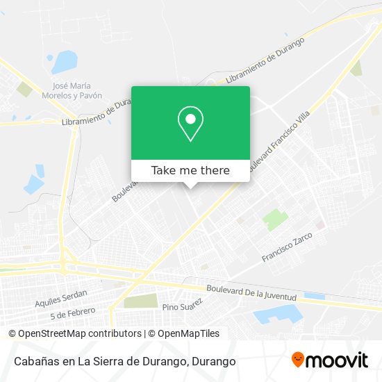 Cabañas en La Sierra de Durango map