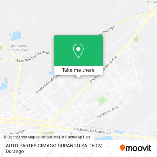 AUTO PARTES CIMAGO DURANGO SA DE CV map
