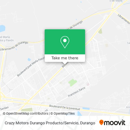 Crazy Motors Durango Producto / Servicio map