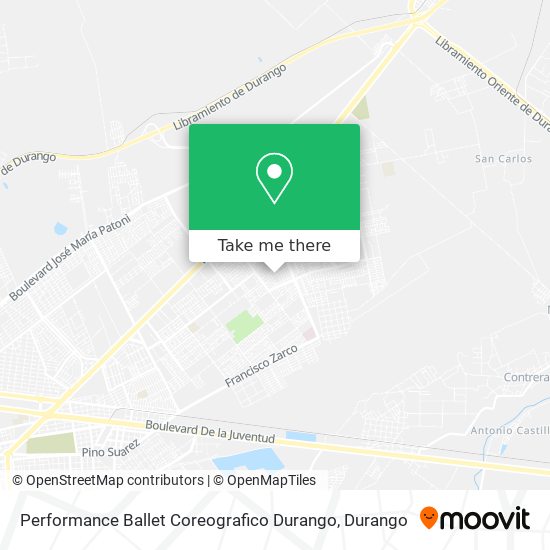 Mapa de Performance Ballet Coreografico Durango