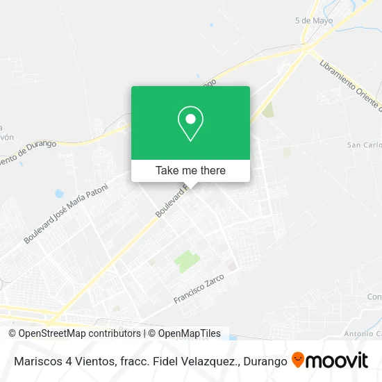 Mapa de Mariscos 4 Vientos, fracc. Fidel Velazquez.