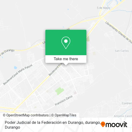 Mapa de Poder Judicial de la Federación en Durango, durango