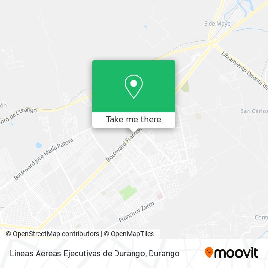 Mapa de Lineas Aereas Ejecutivas de Durango