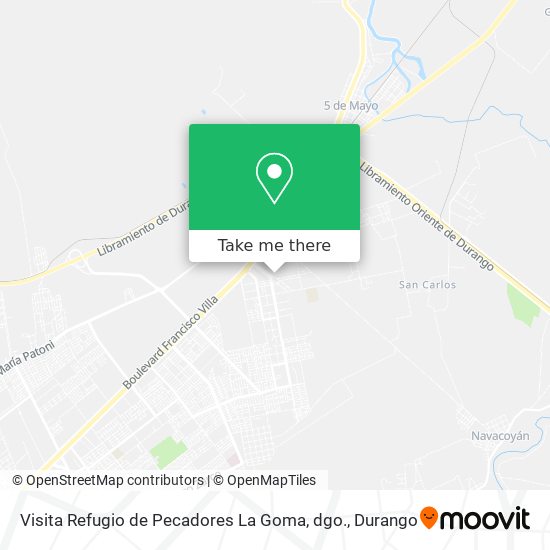 Visita Refugio de Pecadores La Goma, dgo. map
