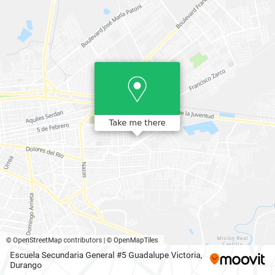 Mapa de Escuela Secundaria General #5 Guadalupe Victoria