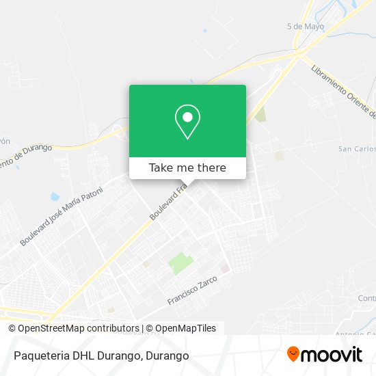 Paqueteria DHL Durango map