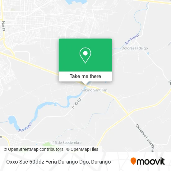 Mapa de Oxxo Suc 50ddz Feria Durango Dgo