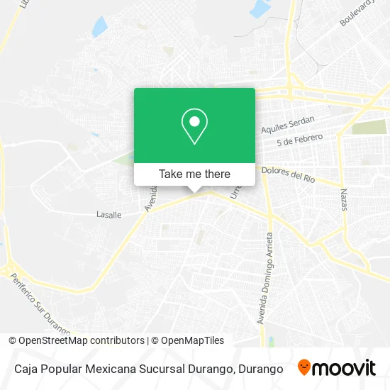 Mapa de Caja Popular Mexicana Sucursal Durango