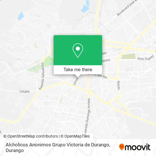 Mapa de Alcholicos Anonimos Grupo Victoria de Durango