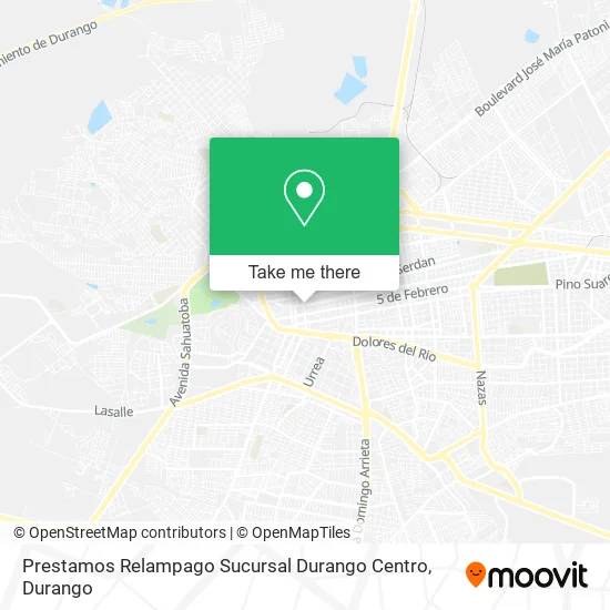 Mapa de Prestamos Relampago Sucursal Durango Centro