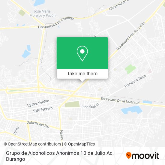 Grupo de Alcoholicos Anonimos 10 de Julio Ac map