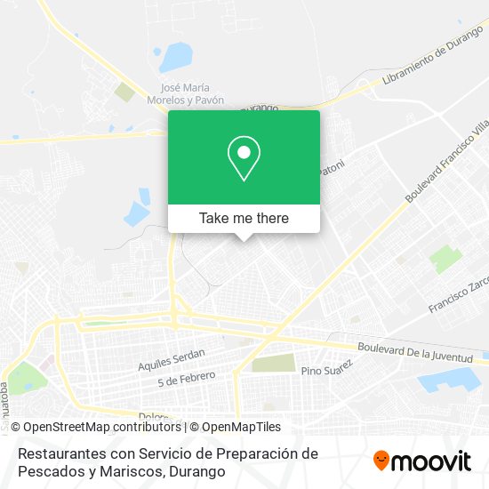 Mapa de Restaurantes con Servicio de Preparación de Pescados y Mariscos