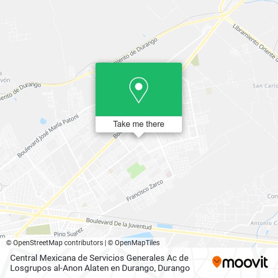 Mapa de Central Mexicana de Servicios Generales Ac de Losgrupos al-Anon Alaten en Durango