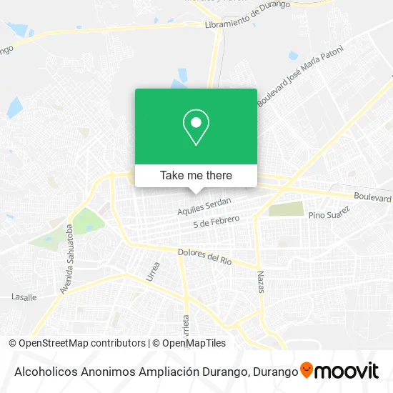 Mapa de Alcoholicos Anonimos Ampliación Durango