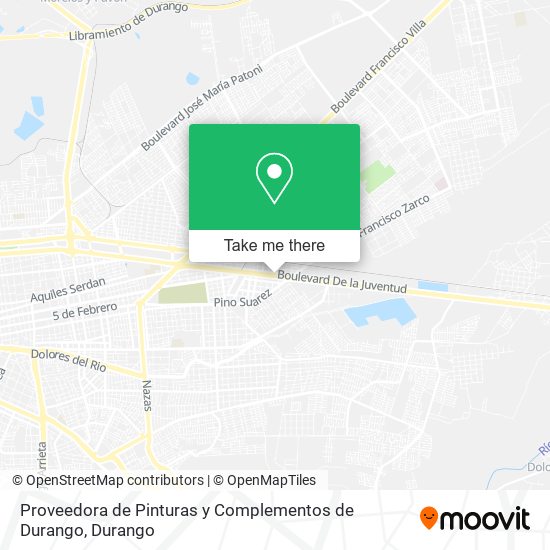 Mapa de Proveedora de Pinturas y Complementos de Durango