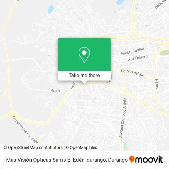 Mapa de Mas Visión Ópticas Sam's El Edén, durango