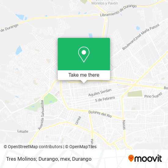 Tres Molinos; Durango, mex map