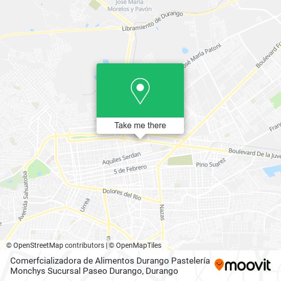 Comerfcializadora de Alimentos Durango Pastelería Monchys Sucursal Paseo Durango map