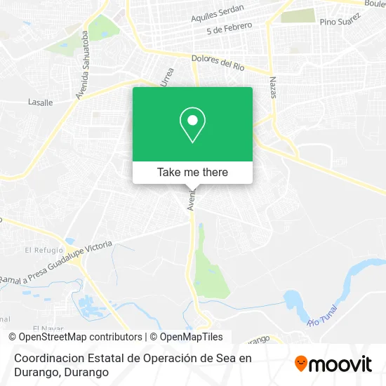 Mapa de Coordinacion Estatal de Operación de Sea en Durango